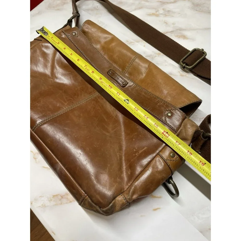 Fossil Brown Leather Magnetic Laptop Messenger Briefcase Bag Distressed